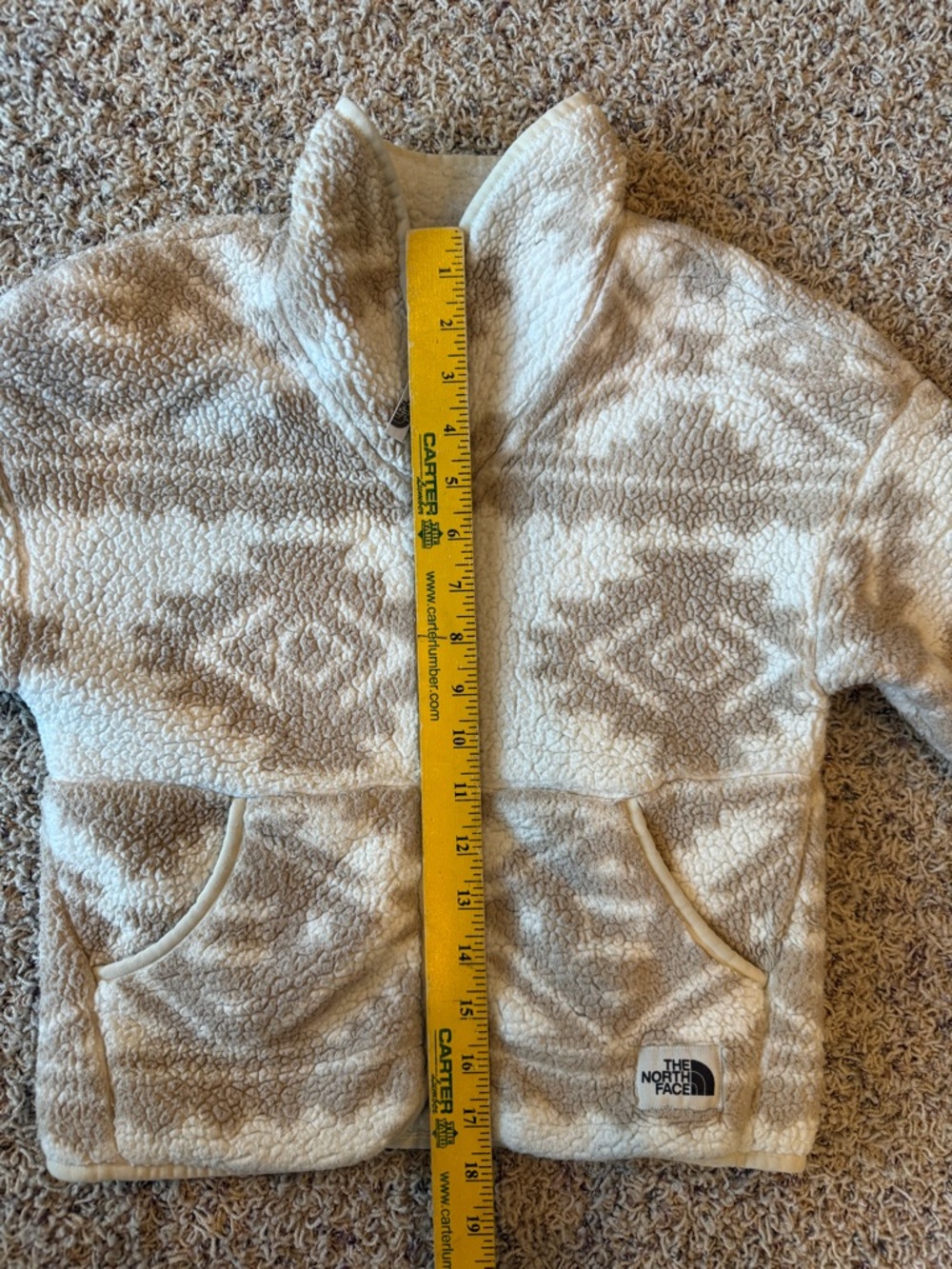 North Face Youth Small 7/8 Campshire Zip Sherpa Fleece White Tribal Geo Print - Picture 12 of 14